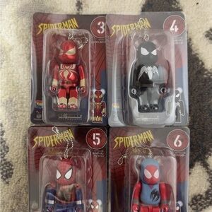Marvel Bearbrick Spider-Man Keychain By Medicom Prize Japan Lot of 4